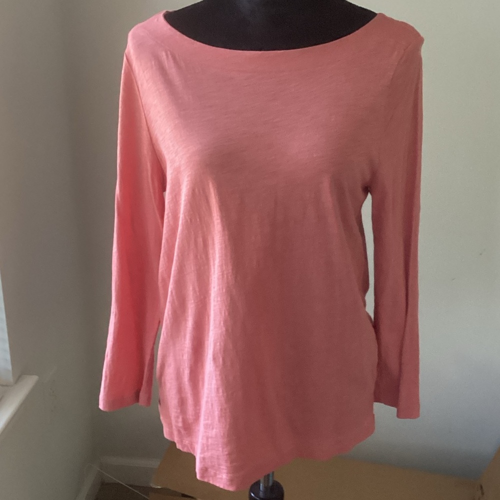 LOFT Coral Pink 3/4 Sleeve Boatneck Top